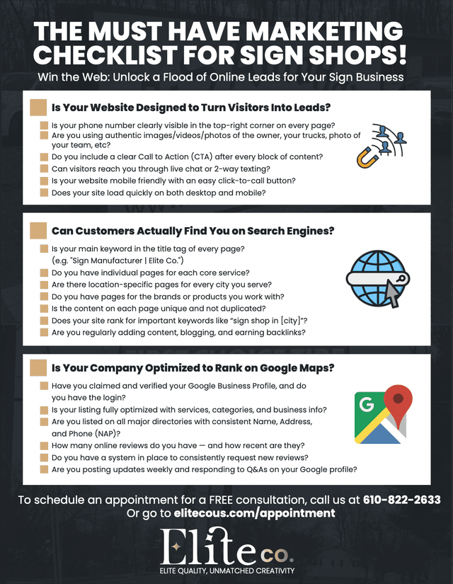 Sign Shop Marketing Checklist